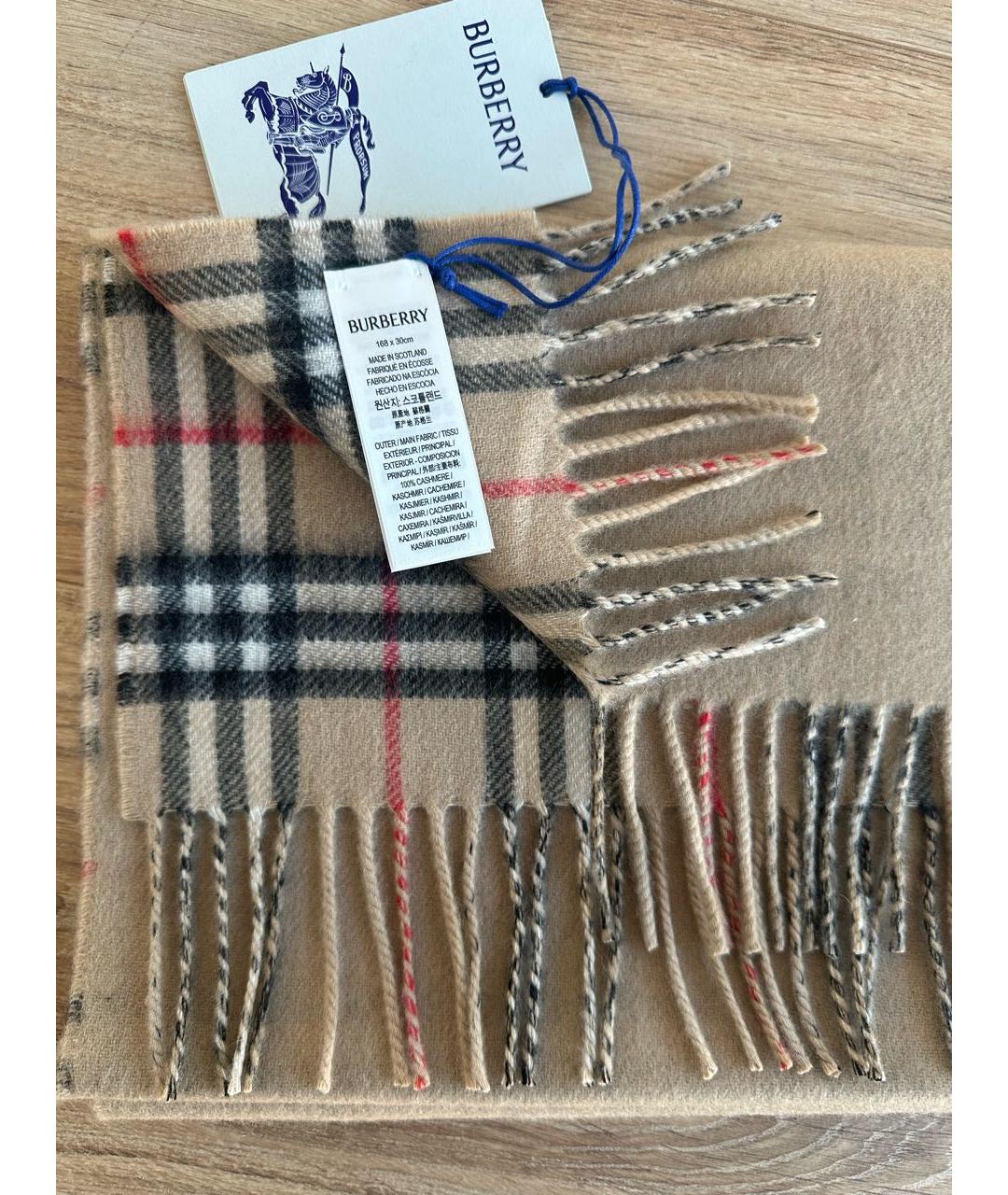 BURBERRY Бежевый кашемировый шарф, фото 4