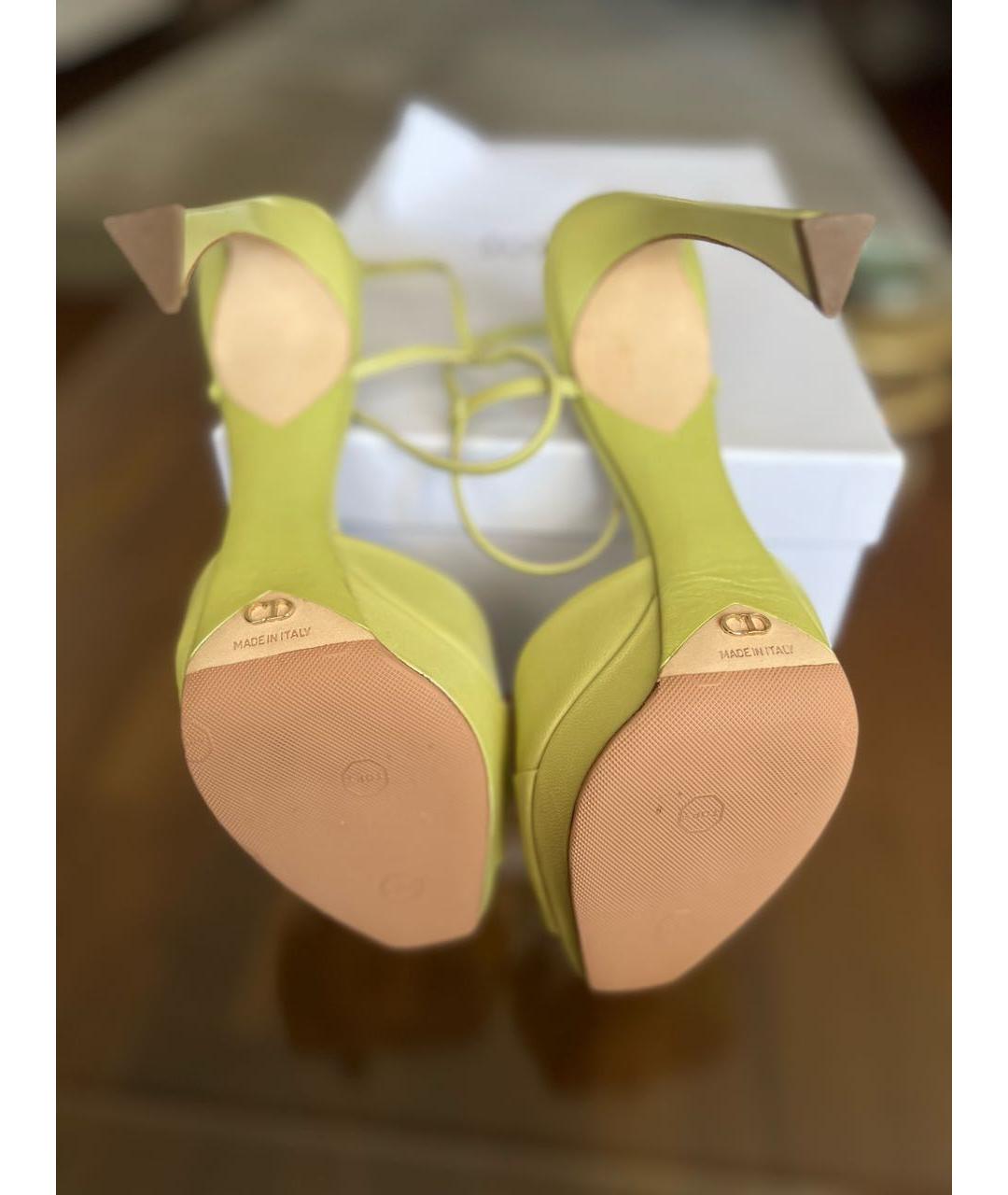 CHRISTIAN DIOR Салатовые кожаные босоножки, фото 4