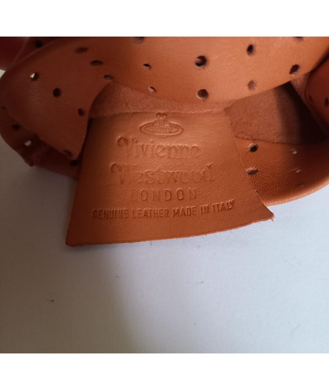 VIVIENNE WESTWOOD Оранжевое кожаные перчатки, фото 4