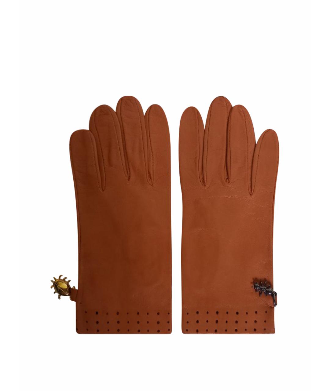 VIVIENNE WESTWOOD Оранжевое кожаные перчатки, фото 1