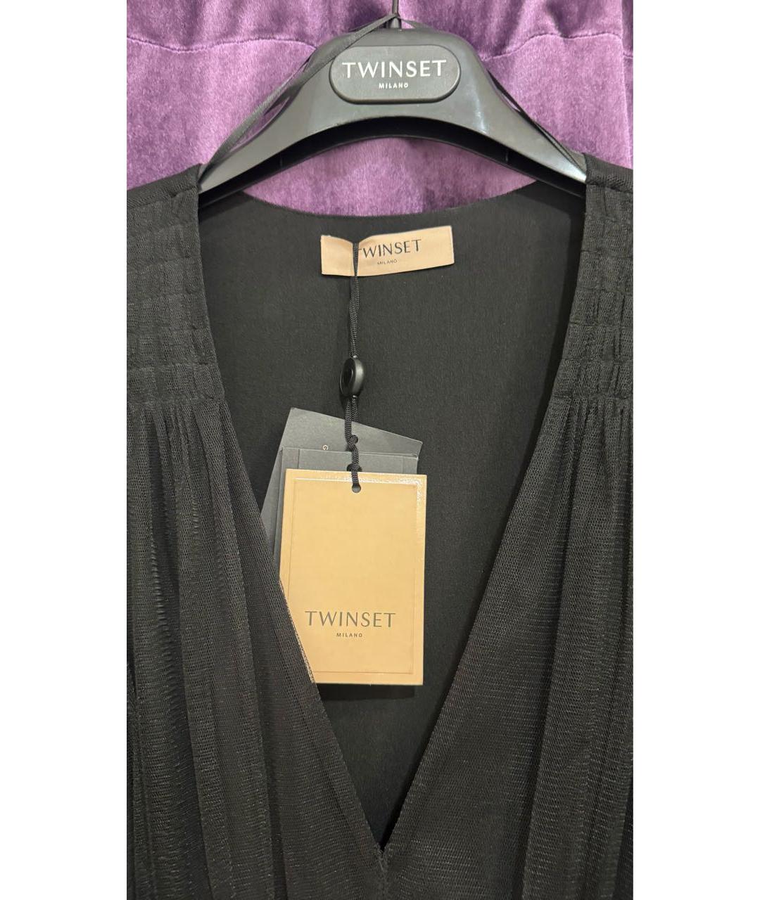 TWIN-SET Черное полиэстеровое вечернее платье, фото 4