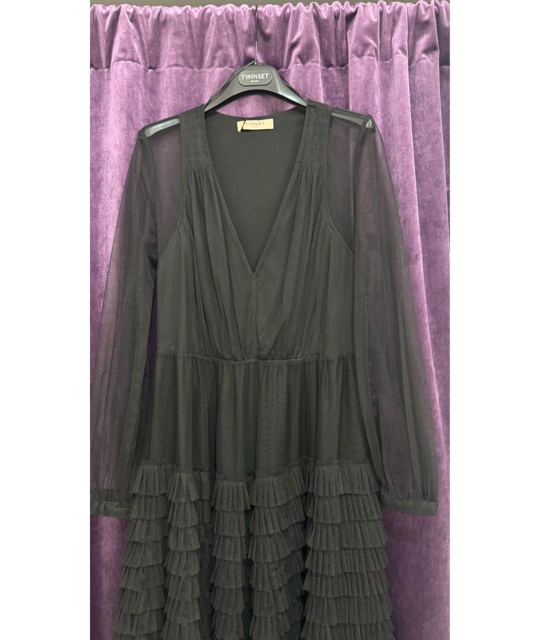 TWIN-SET Черное полиэстеровое вечернее платье, фото 2