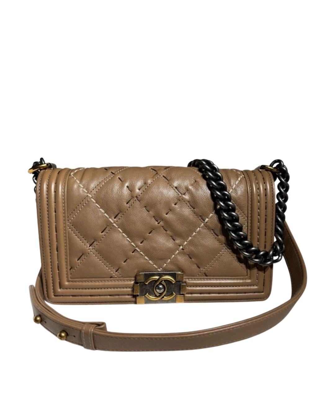 CHANEL Бежевая кожаная сумка через плечо, фото 1