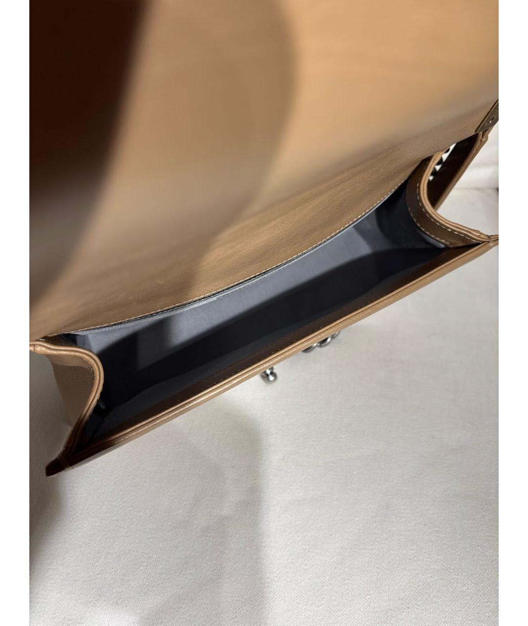 CHANEL Бежевая кожаная сумка через плечо, фото 4