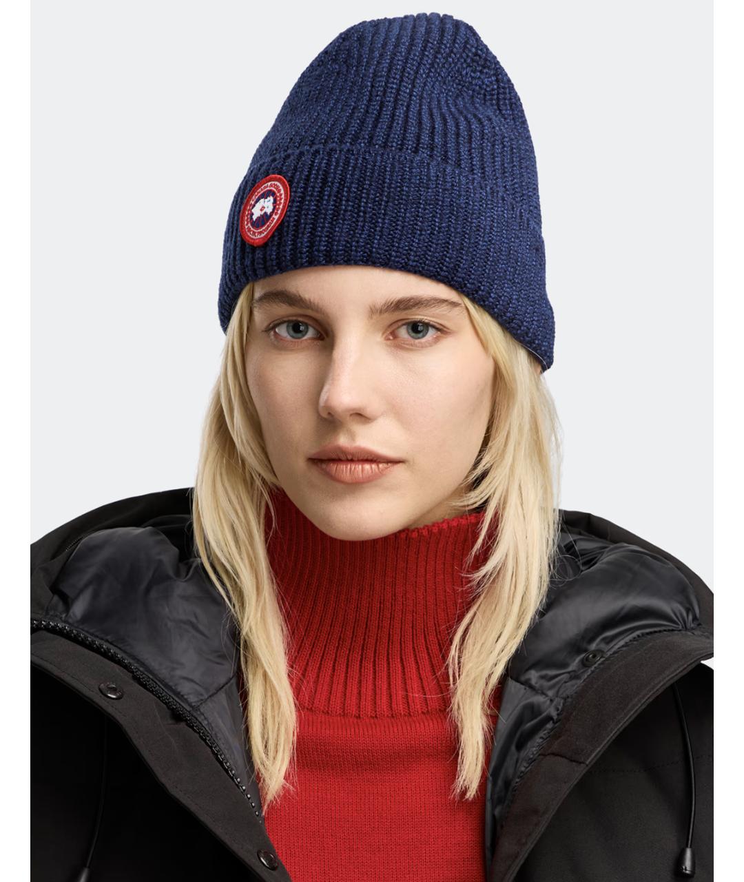 CANADA GOOSE Темно-синяя шерстяная шапка, фото 3
