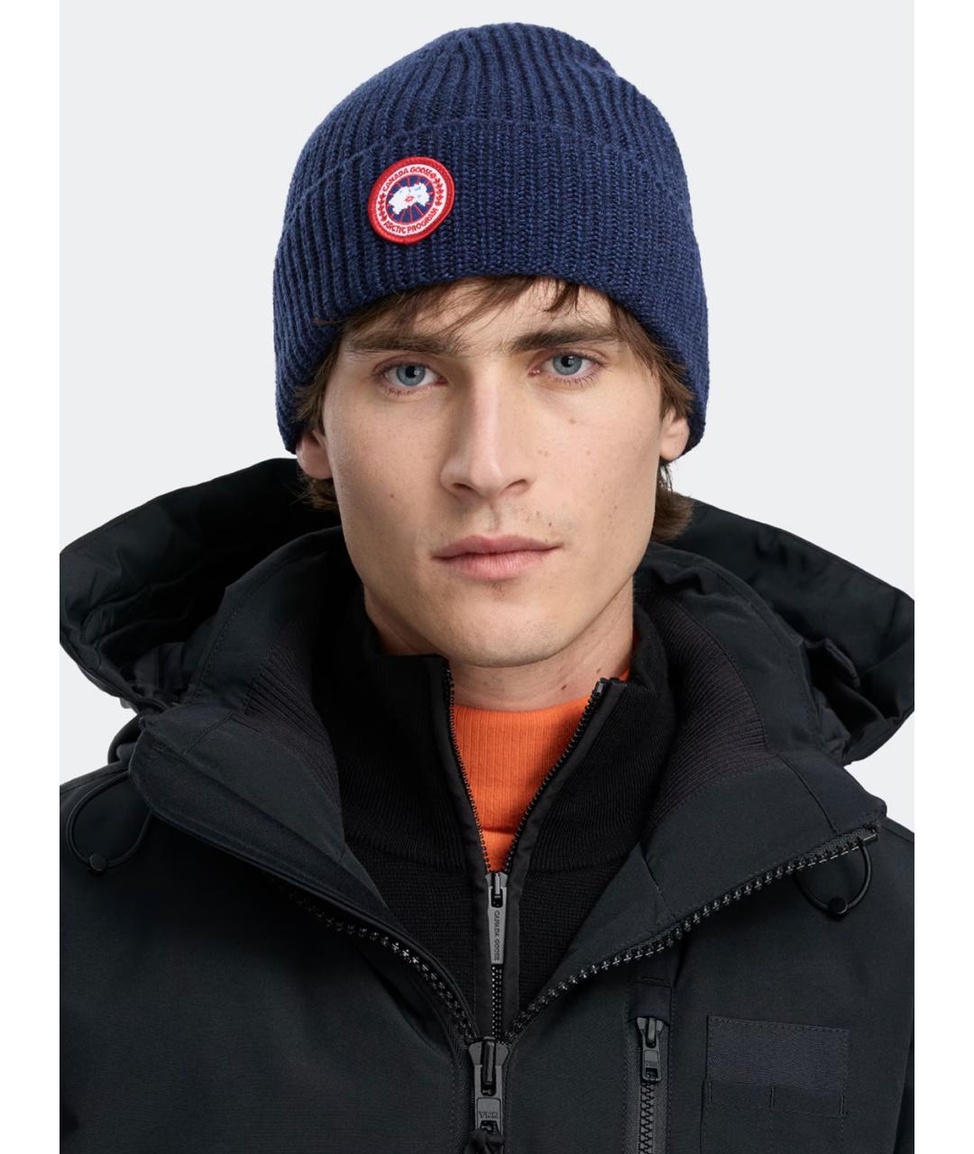 CANADA GOOSE Темно-синяя шерстяная шапка, фото 2