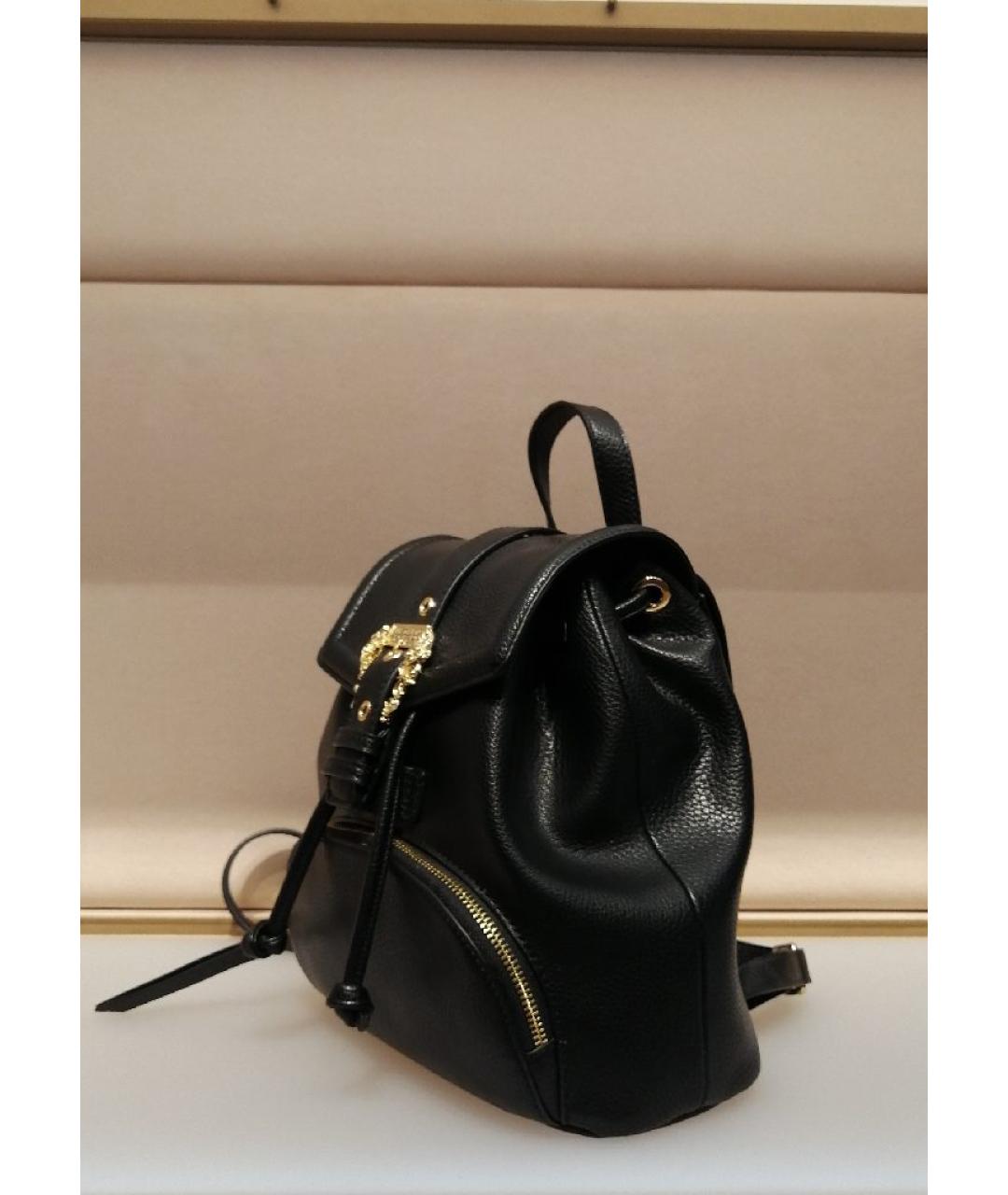 VERSACE JEANS COUTURE Черный кожаный рюкзак, фото 2