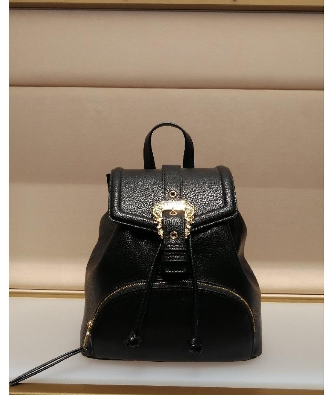 VERSACE JEANS COUTURE Черный кожаный рюкзак, фото 4