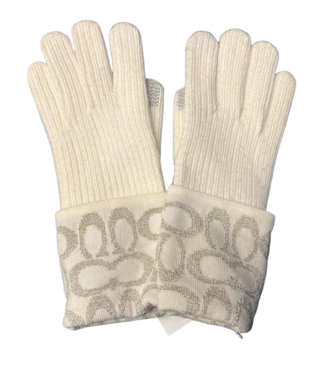 COACH Белые шерстяные перчатки, фото 1