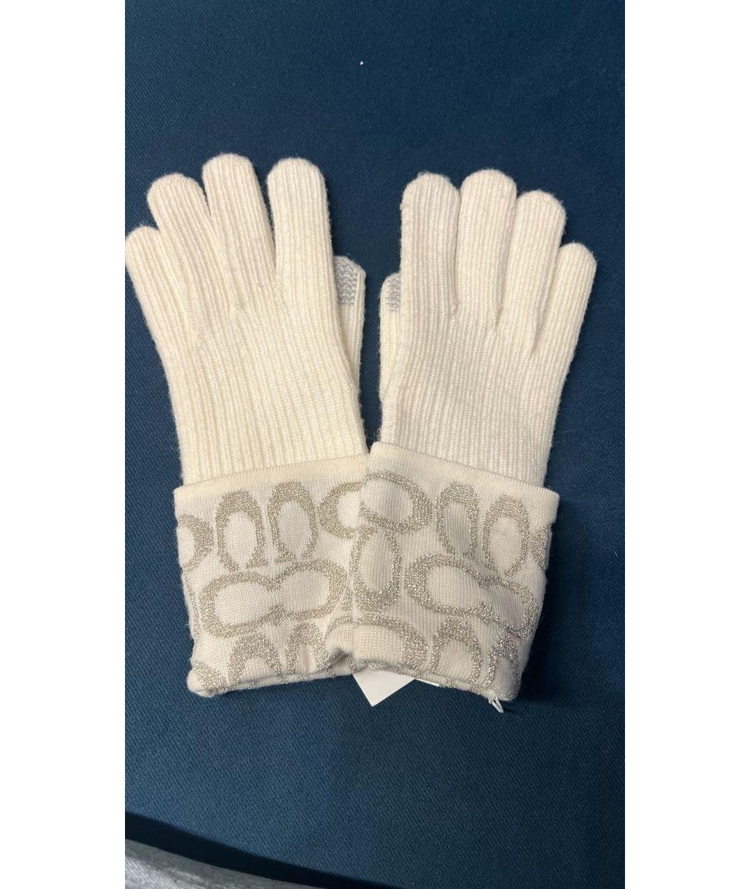 COACH Белые шерстяные перчатки, фото 6