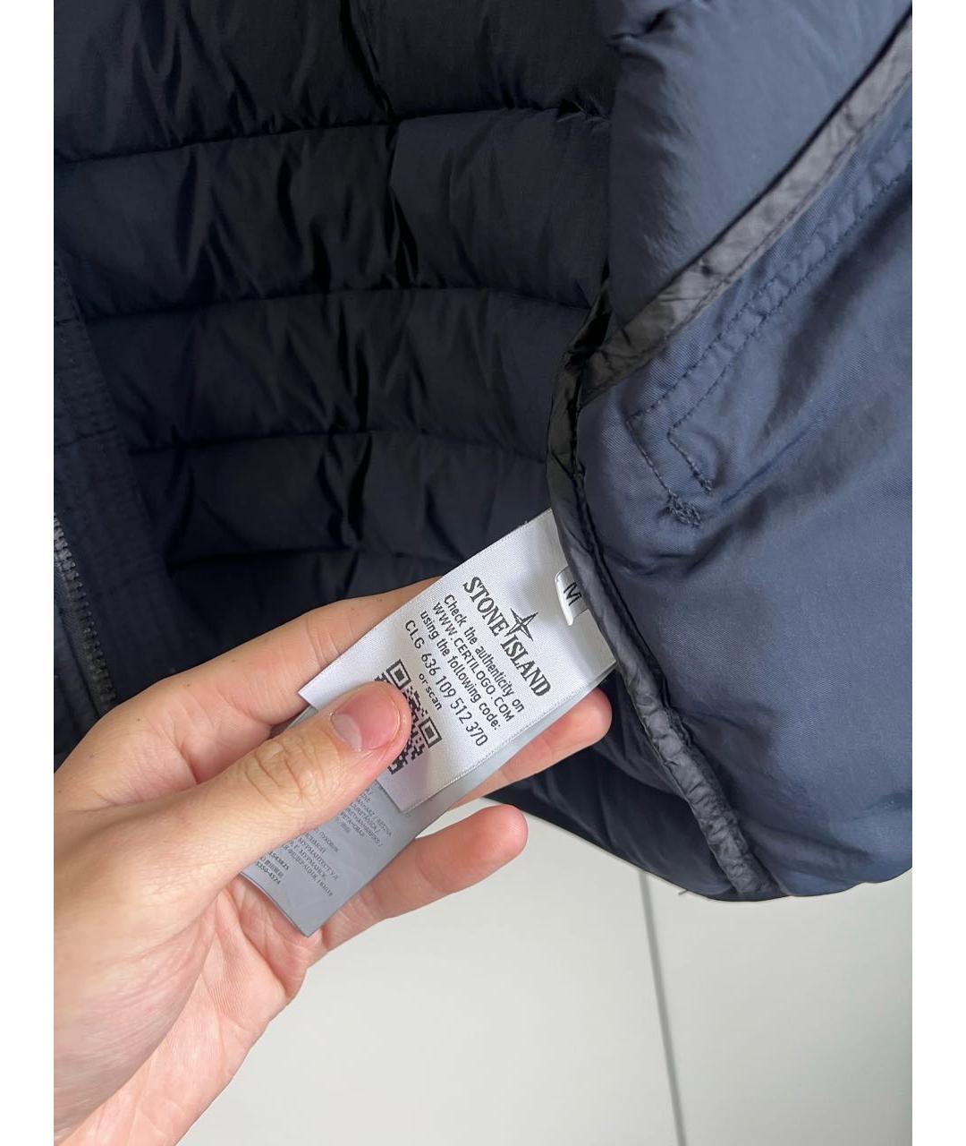 STONE ISLAND Темно-синий пуховик, фото 5