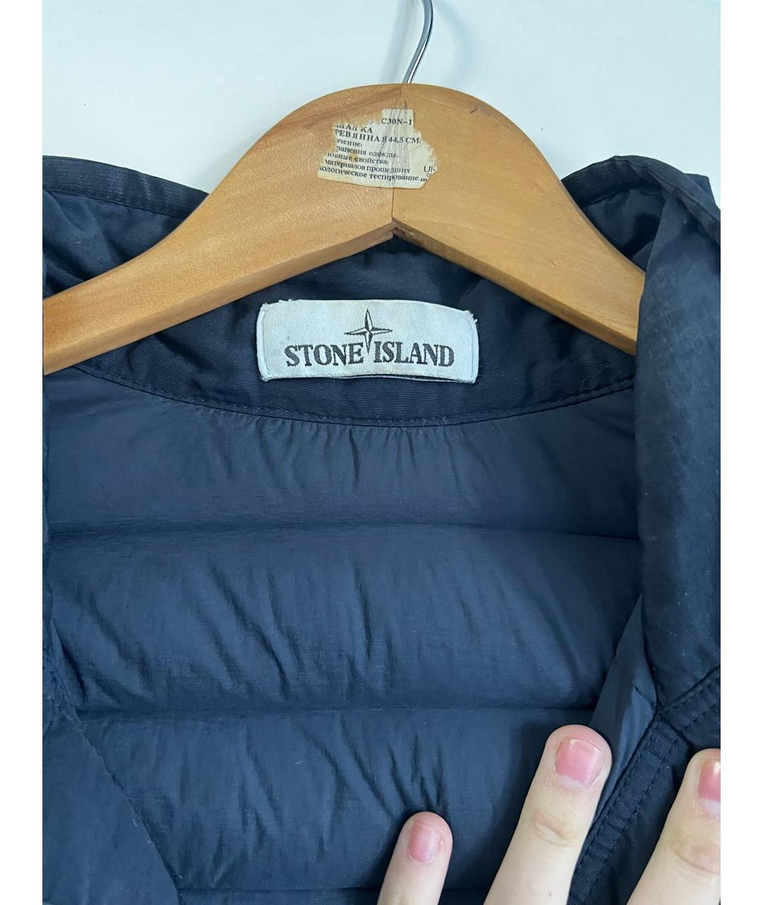 STONE ISLAND Темно-синий пуховик, фото 3