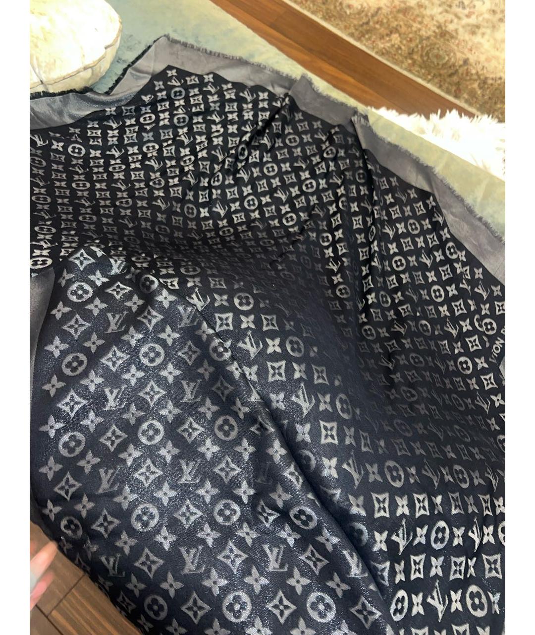 LOUIS VUITTON Антрацитовый хлопковый платок, фото 2