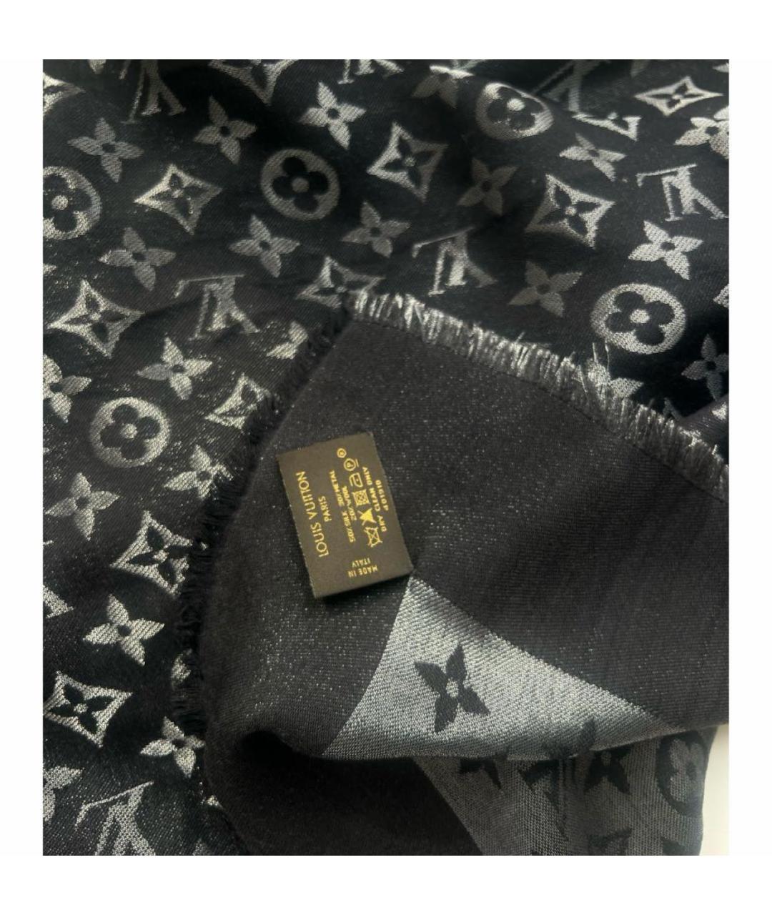 LOUIS VUITTON Антрацитовый хлопковый платок, фото 5
