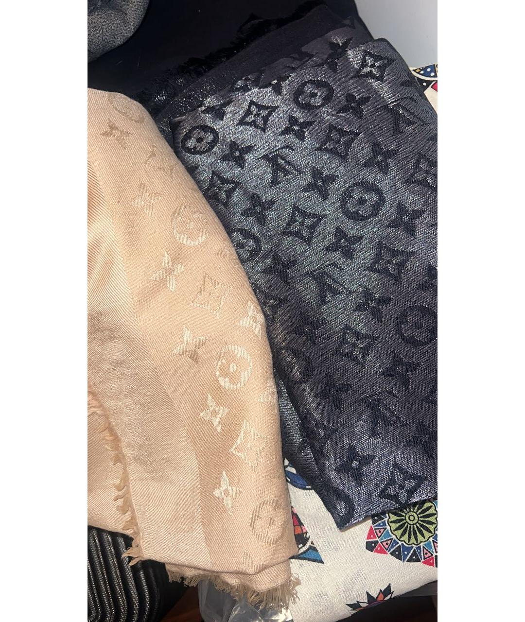 LOUIS VUITTON Антрацитовый хлопковый платок, фото 6