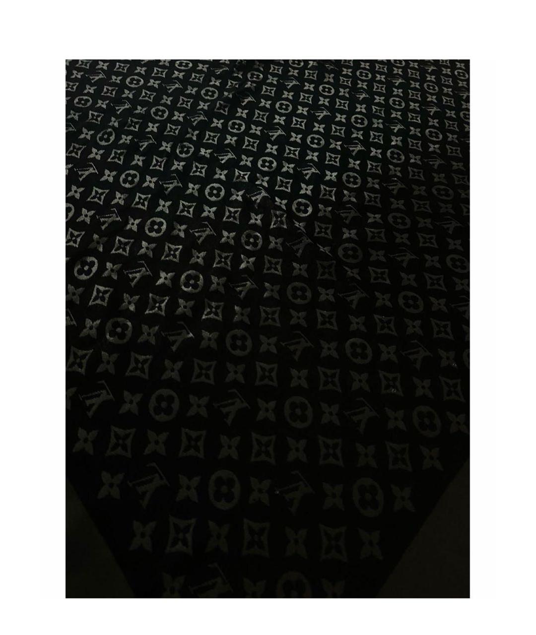 LOUIS VUITTON Антрацитовый хлопковый платок, фото 3