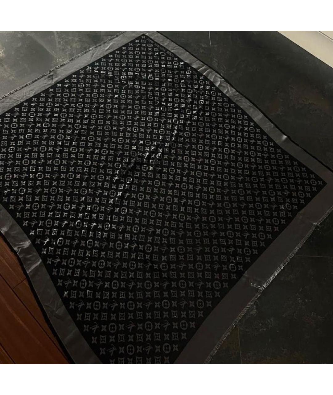 LOUIS VUITTON Антрацитовый хлопковый платок, фото 4