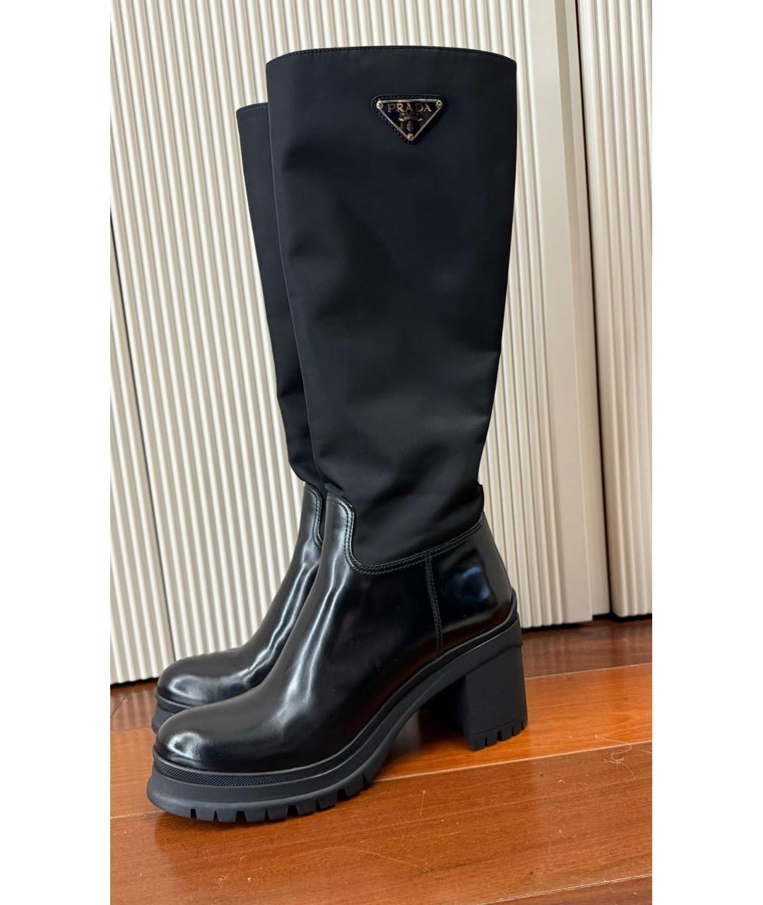 PRADA Черные кожаные сапоги, фото 6