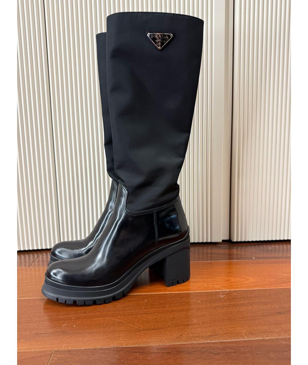 PRADA Черные кожаные сапоги, фото 3