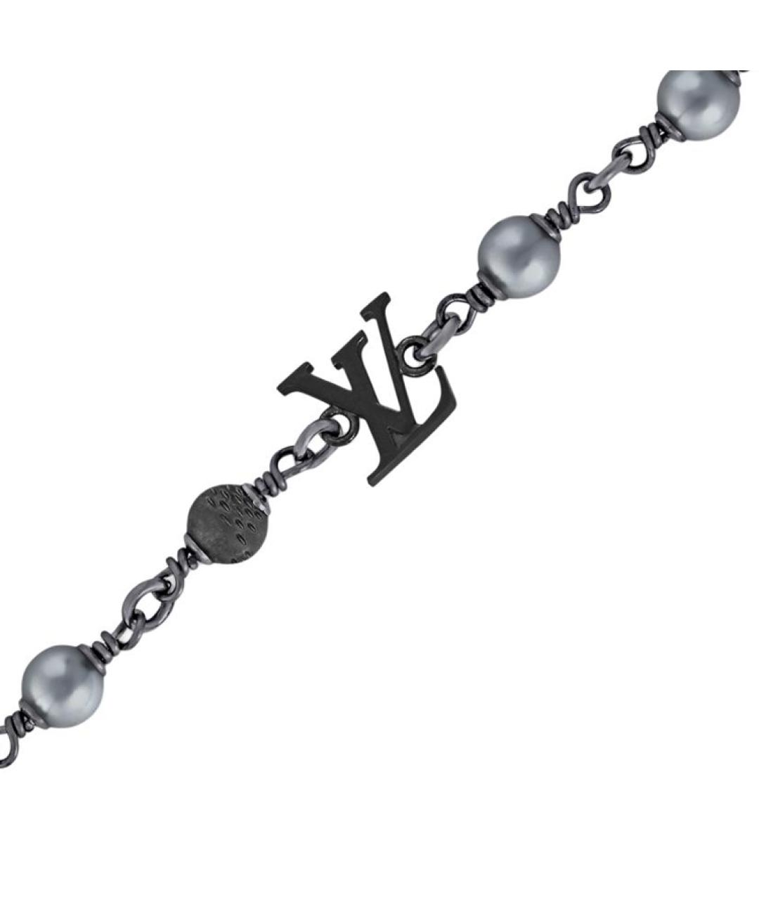 LOUIS VUITTON Черный металлический браслет, фото 3