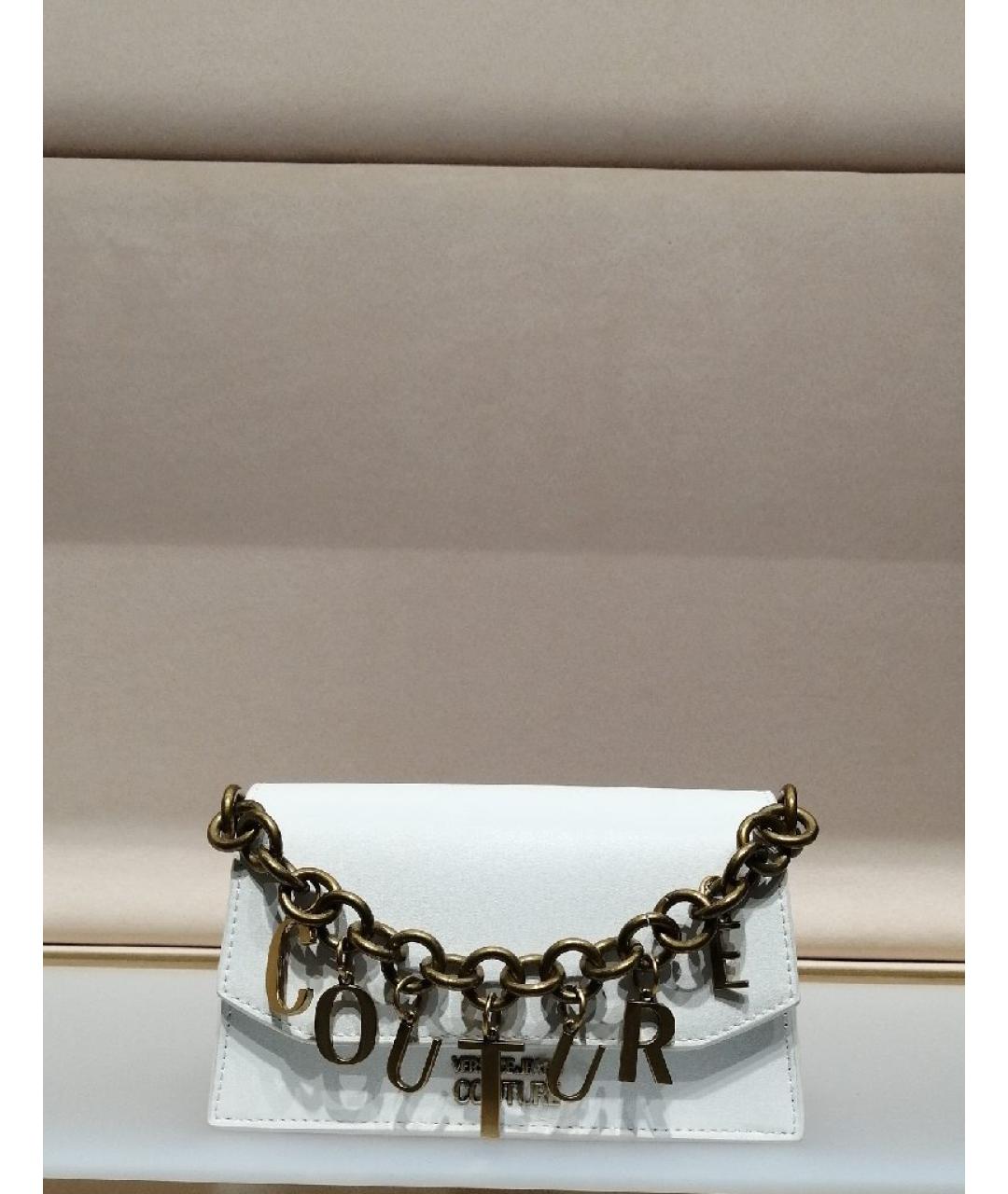 VERSACE JEANS COUTURE Белая кожаная сумка через плечо, фото 4