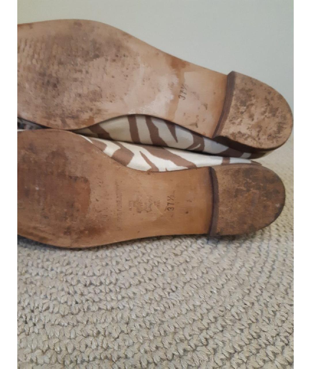 MANOLO BLAHNIK Бежевые текстильные балетки, фото 8