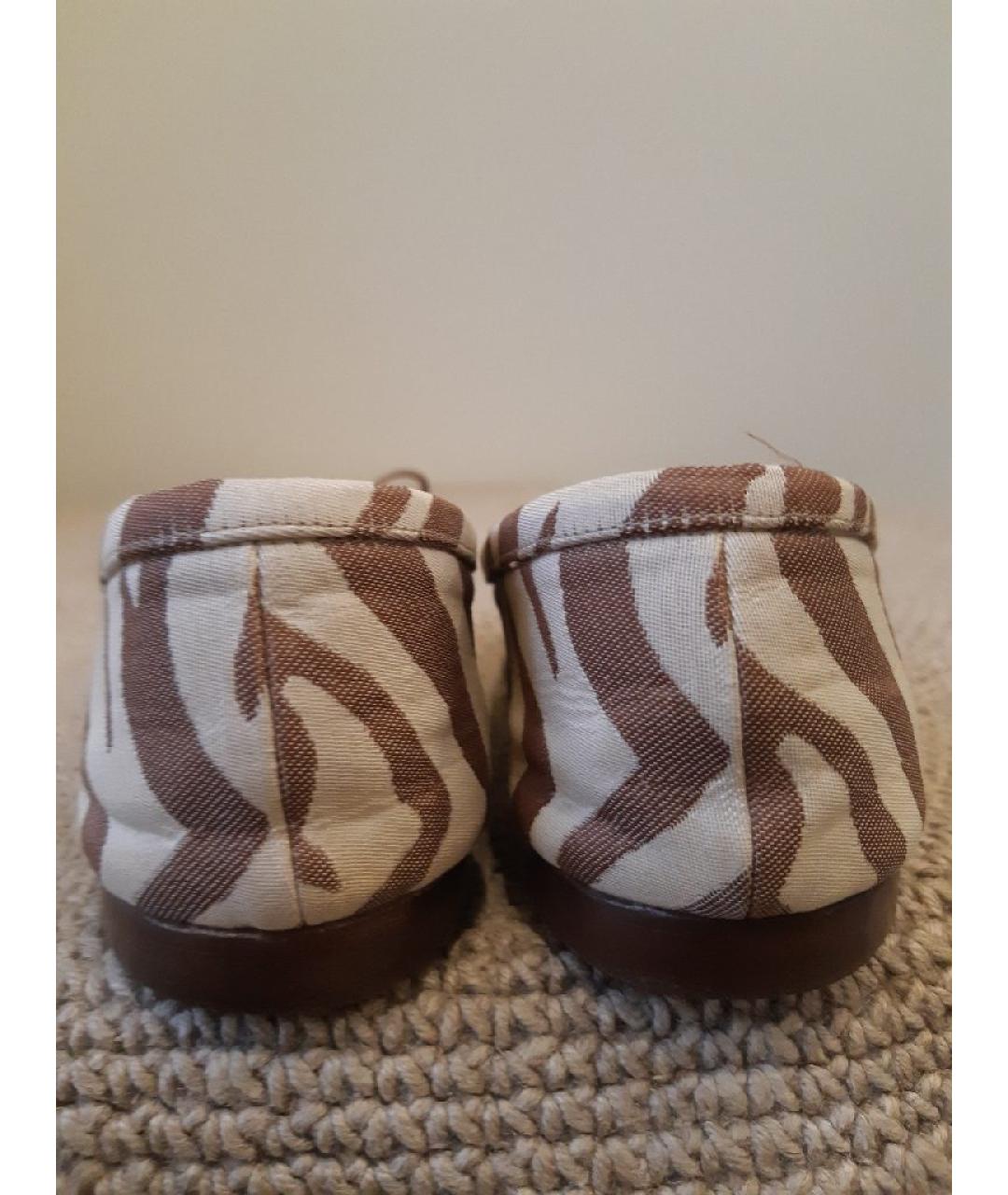 MANOLO BLAHNIK Бежевые текстильные балетки, фото 4