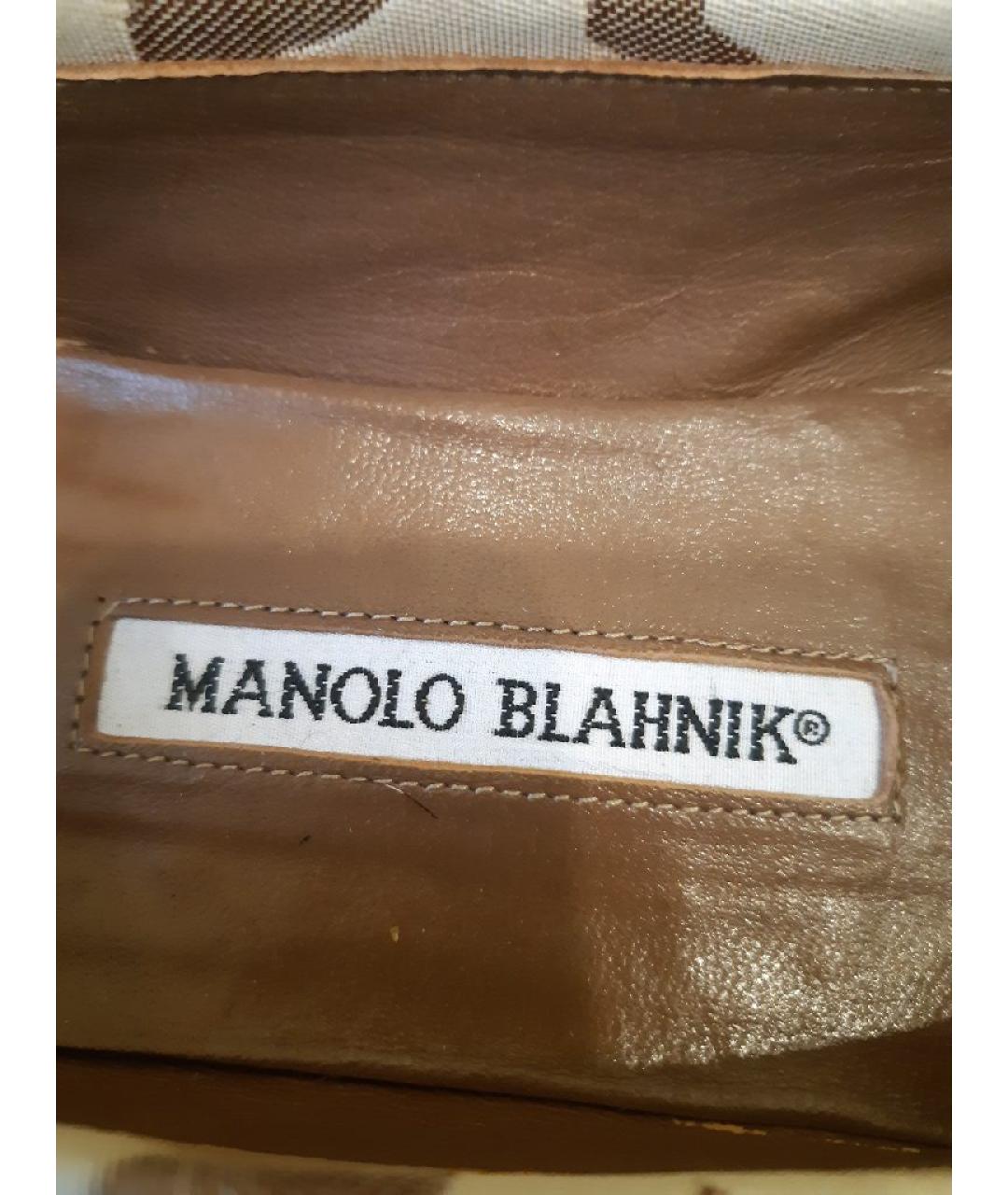 MANOLO BLAHNIK Бежевые текстильные балетки, фото 6