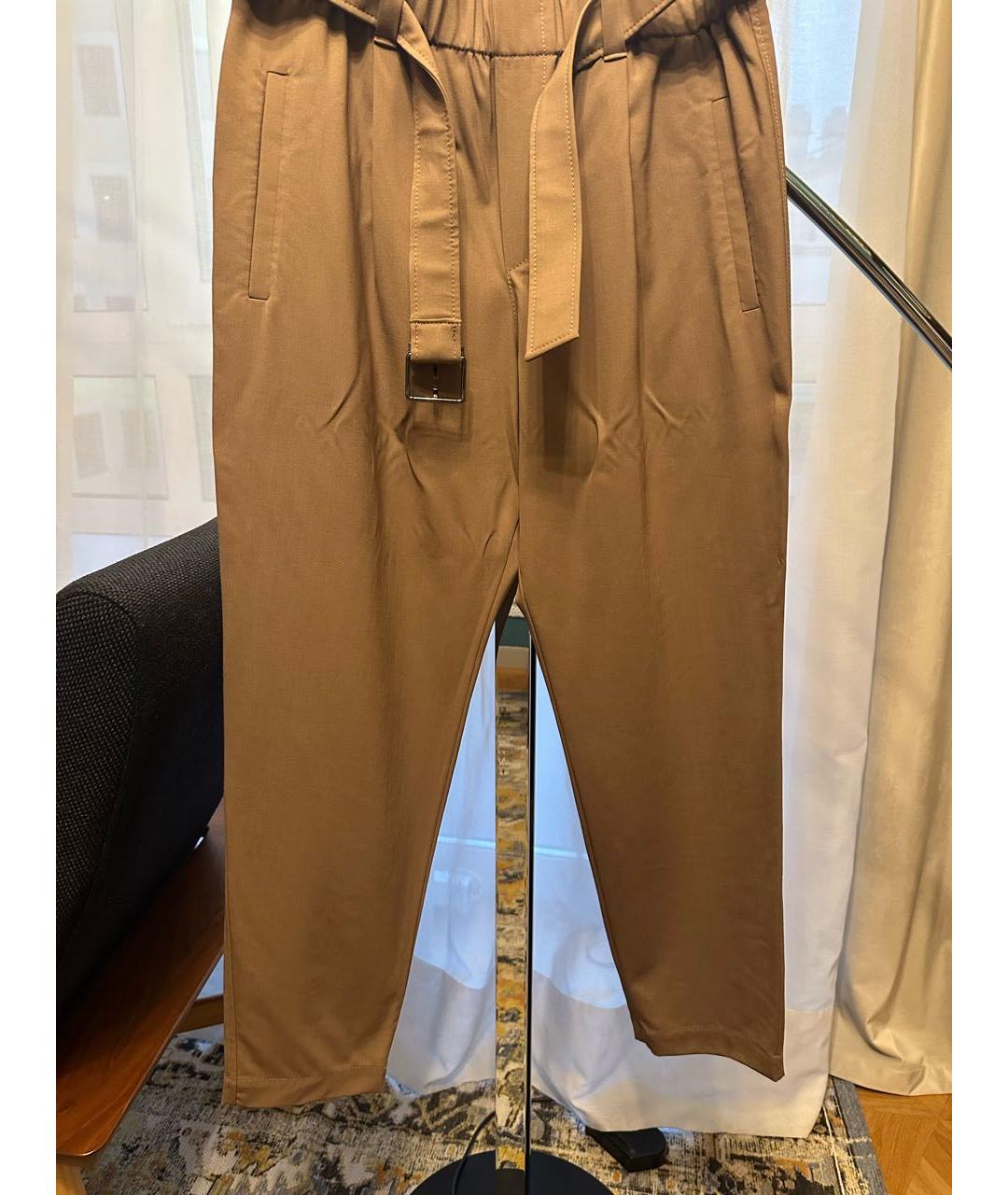 BRUNELLO CUCINELLI Бежевые шерстяные брюки широкие, фото 6