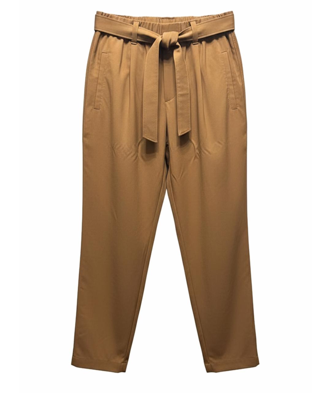 BRUNELLO CUCINELLI Бежевые шерстяные брюки широкие, фото 1