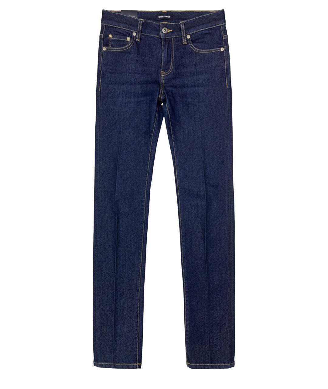 DSQUARED2 Темно-синие хлопко-эластановые джинсы слим, фото 1