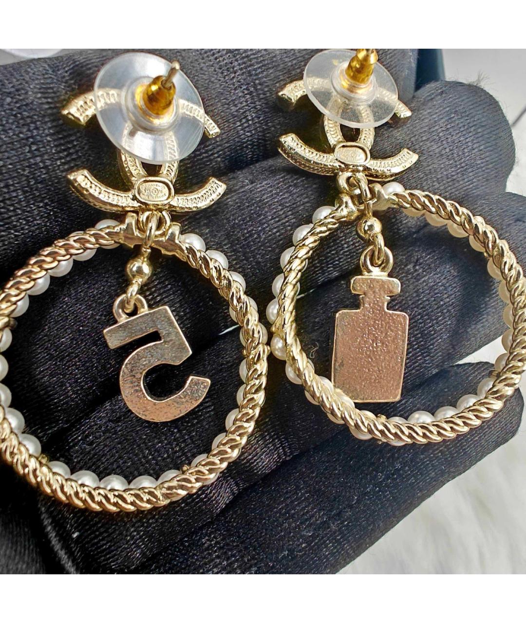 CHANEL Золотые металлические серьги, фото 6