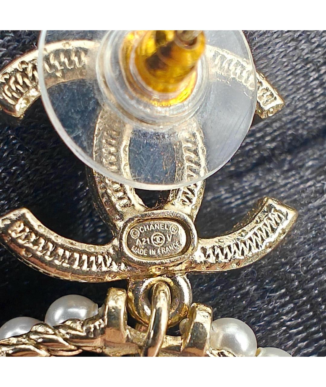 CHANEL Золотые металлические серьги, фото 7