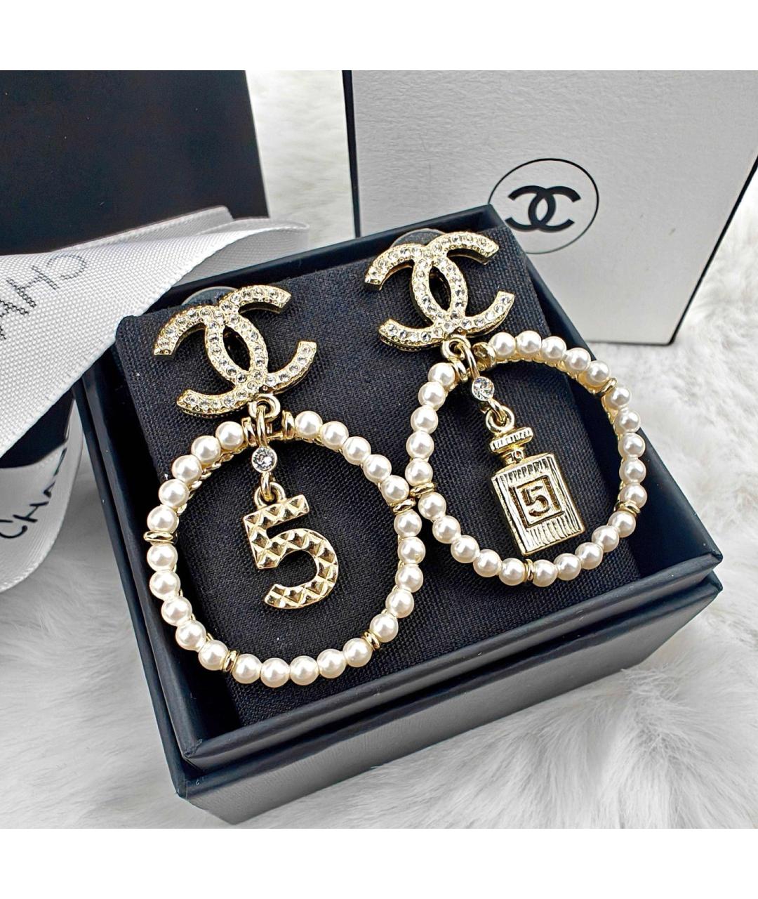 CHANEL Золотые металлические серьги, фото 2