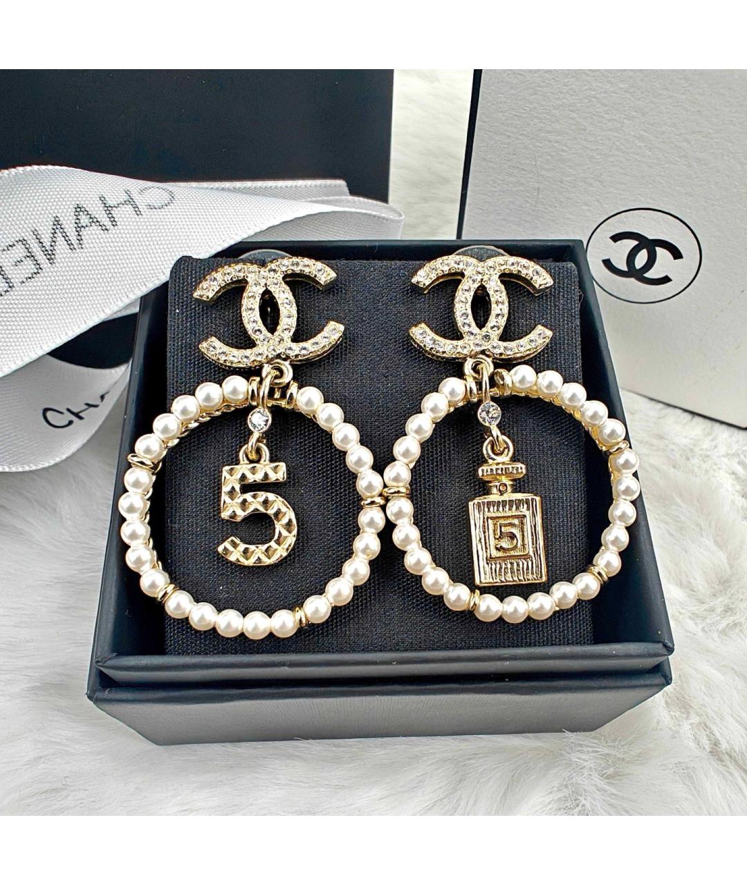CHANEL Золотые металлические серьги, фото 8