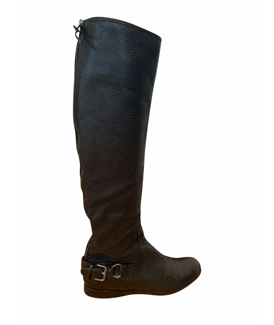 MIU MIU Черные кожаные сапоги, фото 1