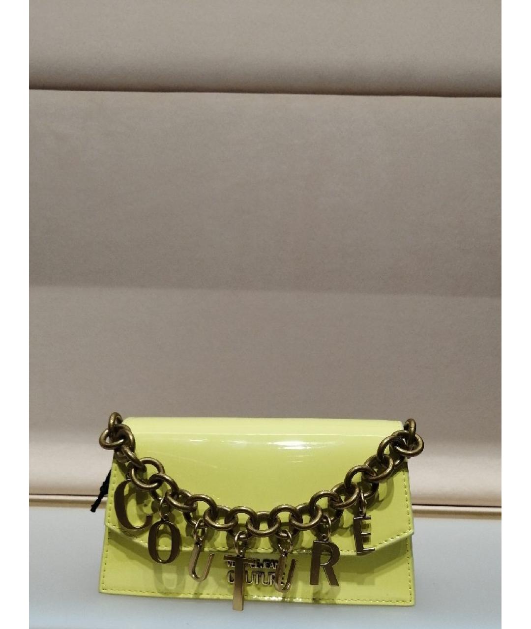 VERSACE JEANS COUTURE Желтая кожаная сумка через плечо, фото 4
