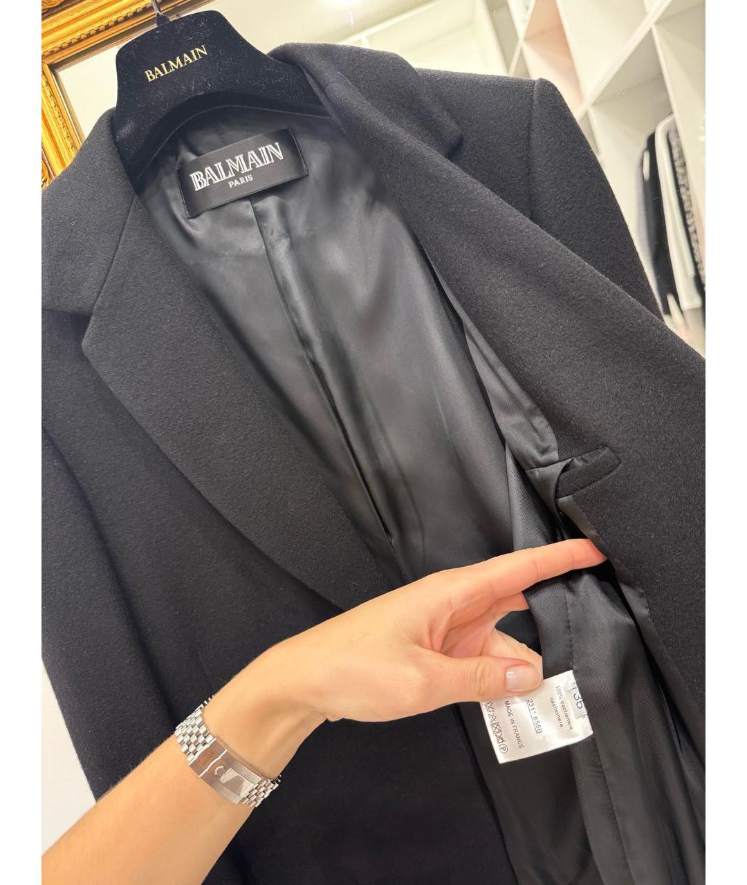 BALMAIN Черное кашемировое пальто, фото 2