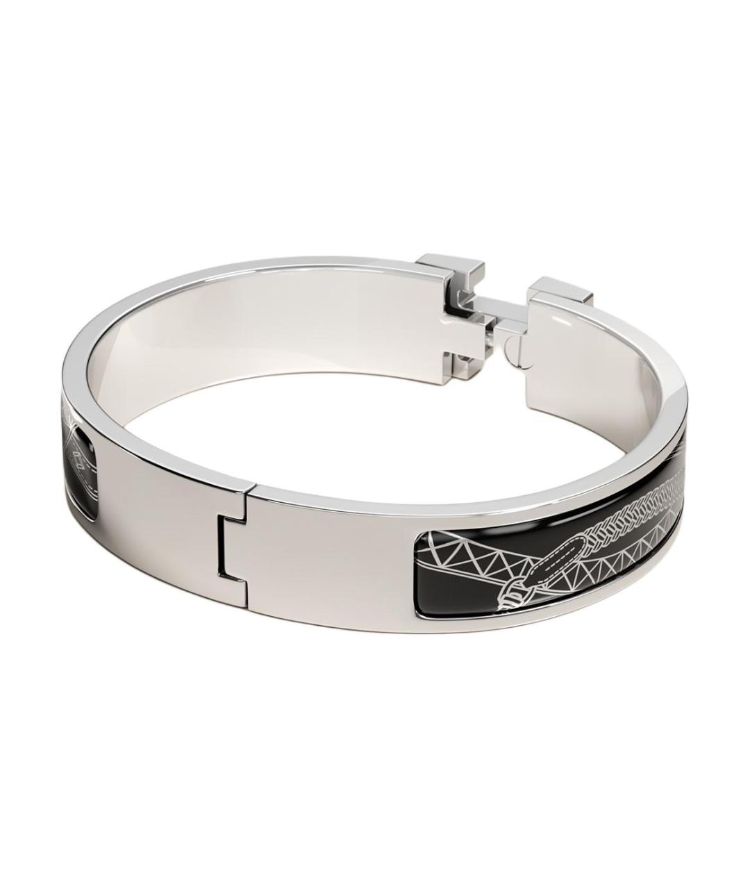 HERMES Черный металлический браслет, фото 2