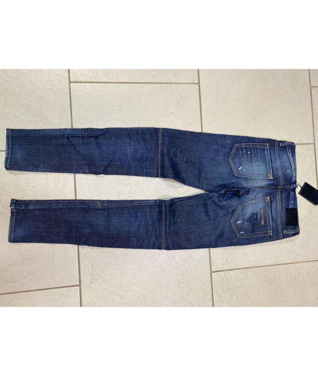 DSQUARED2 Темно-синие хлопко-эластановые прямые джинсы, фото 2