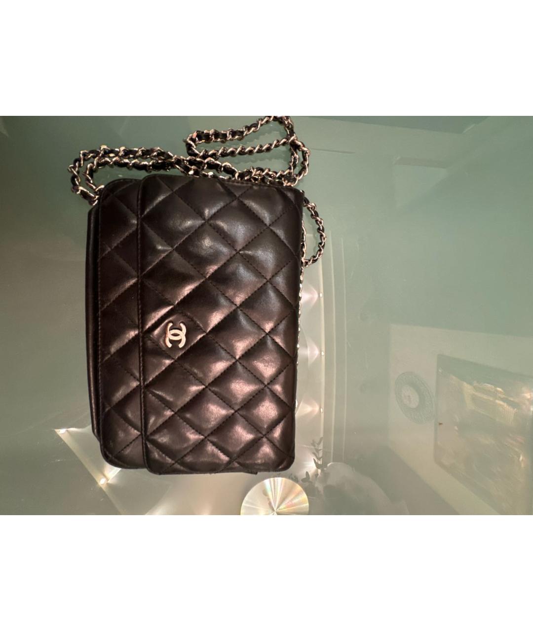 CHANEL Черная кожаная сумка через плечо, фото 6