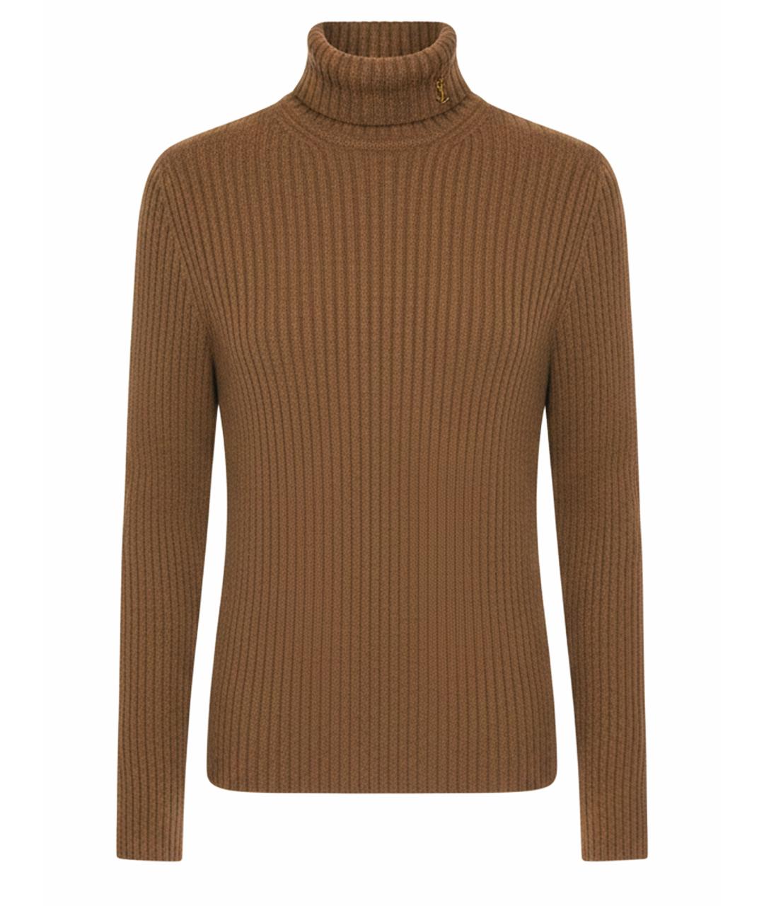 SAINT LAURENT Коричневая шерстяная водолазка, фото 1