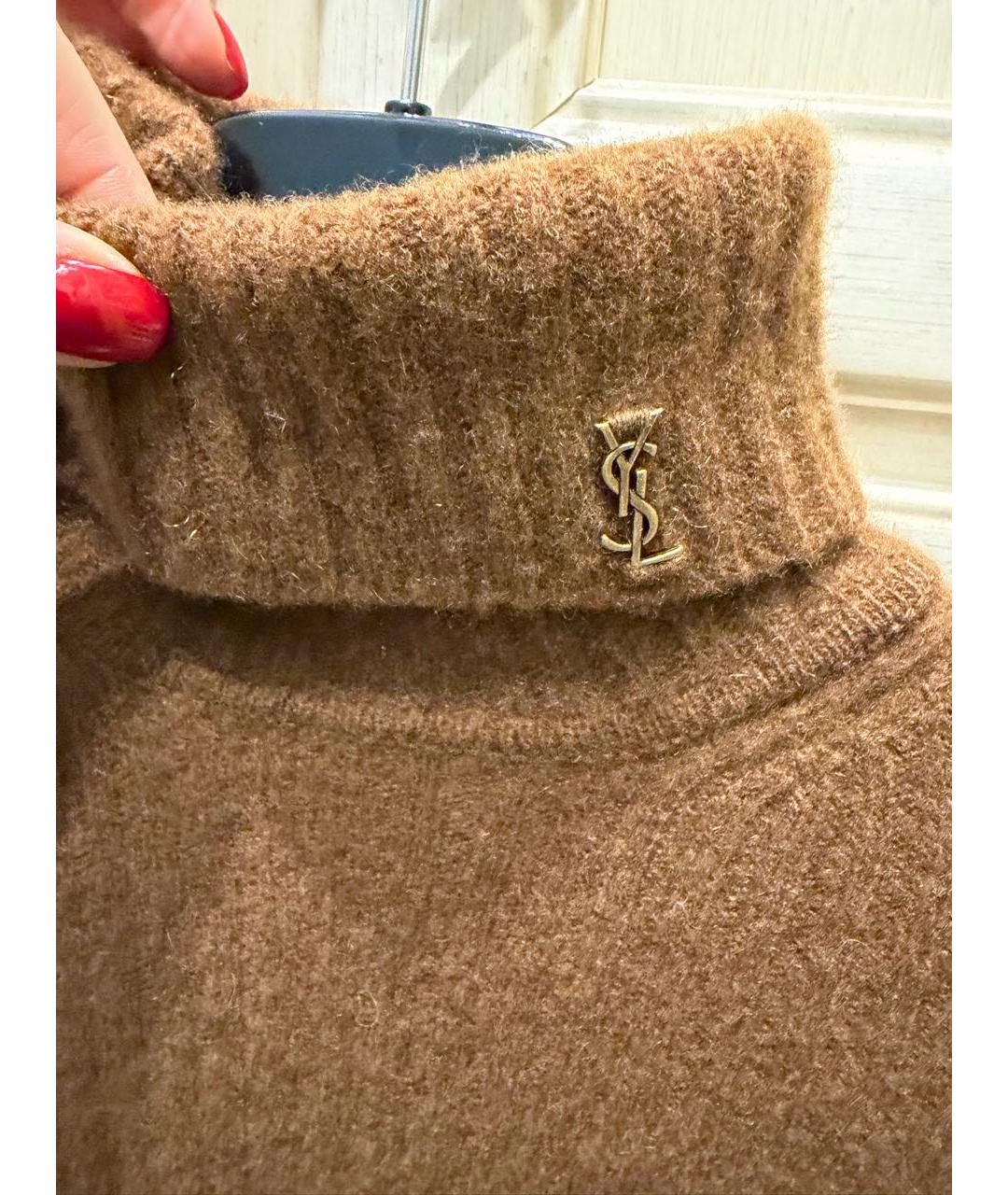 SAINT LAURENT Коричневая шерстяная водолазка, фото 3