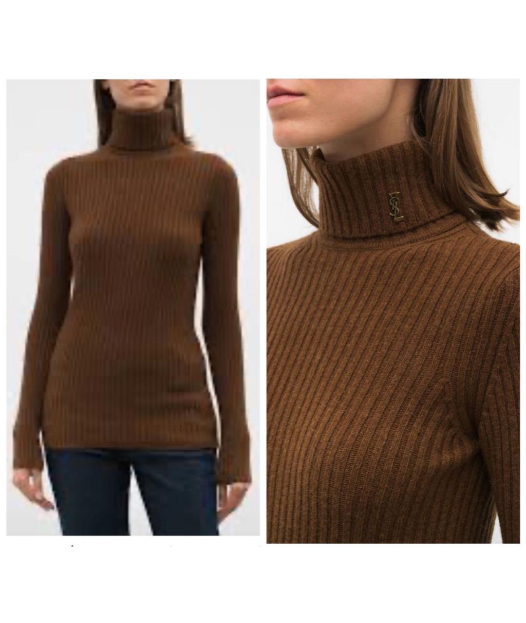 SAINT LAURENT Коричневая шерстяная водолазка, фото 8