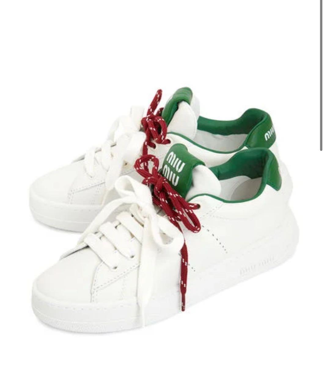 MIU MIU Белые кожаные кроссовки, фото 2