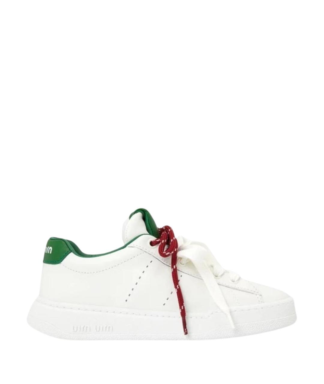 MIU MIU Белые кожаные кроссовки, фото 1