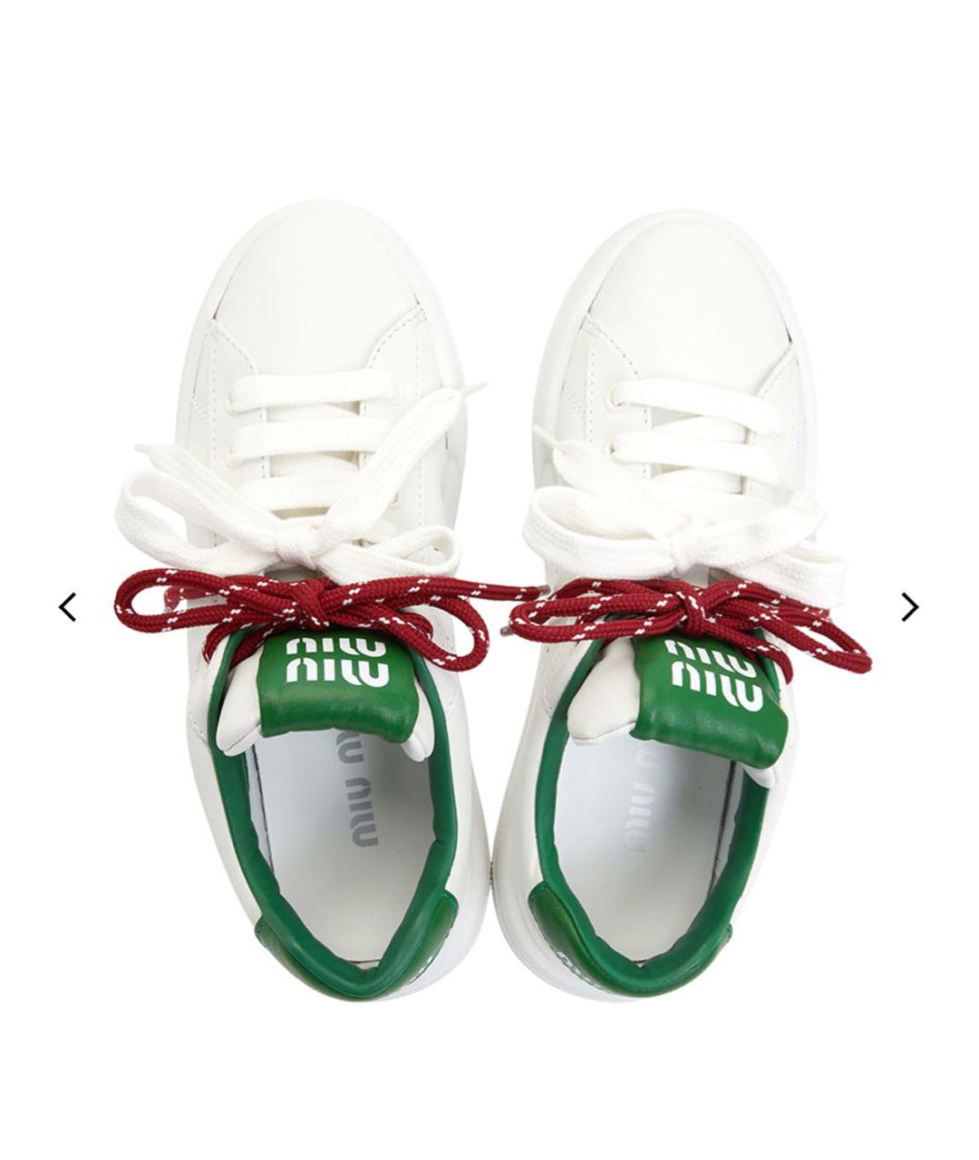 MIU MIU Белые кожаные кроссовки, фото 3