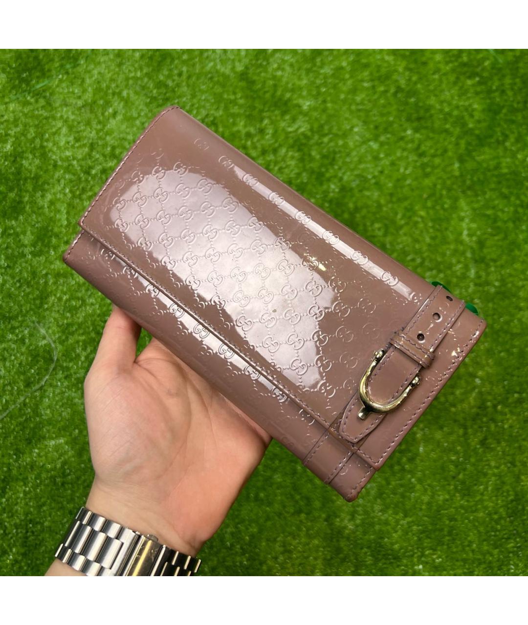 GUCCI Розовый кошелек из лакированной кожи, фото 8