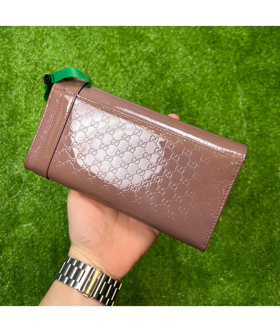 GUCCI Розовый кошелек из лакированной кожи, фото 3