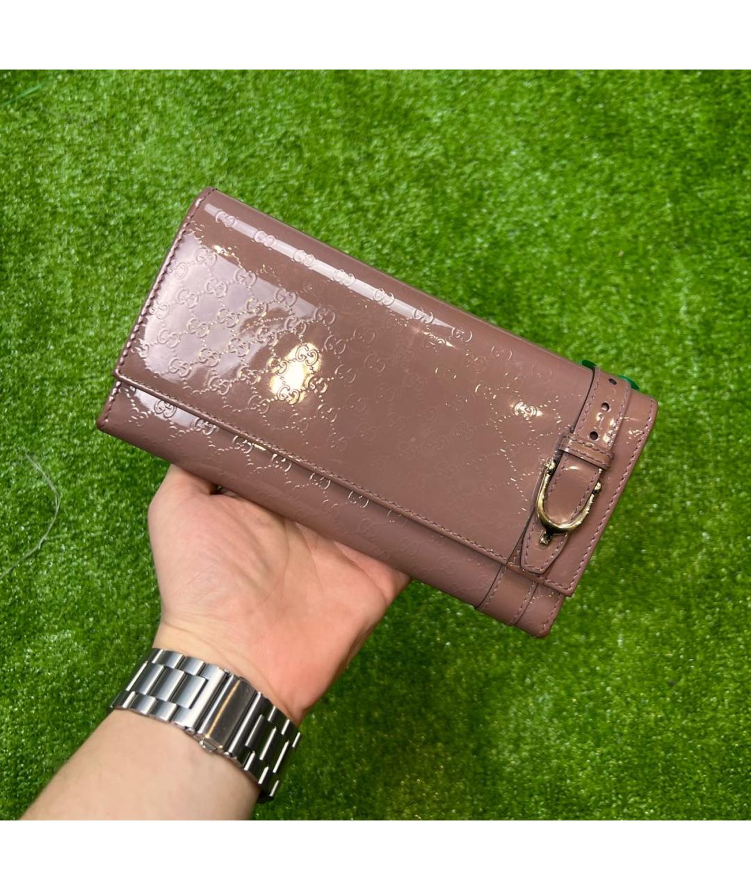 GUCCI Розовый кошелек из лакированной кожи, фото 2